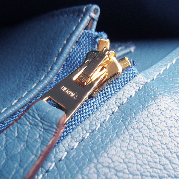 7A Hermes Oxhide Leather Message Bag Middle Blue H017